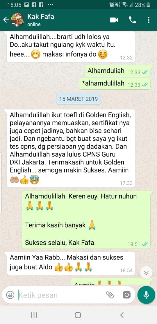 Testimoni Kursus Bahasa Inggris Toefl