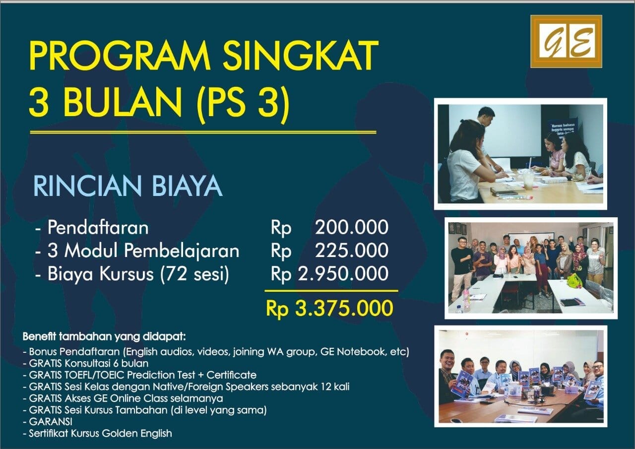 Program Singkat 3 Bulan Golden English Course