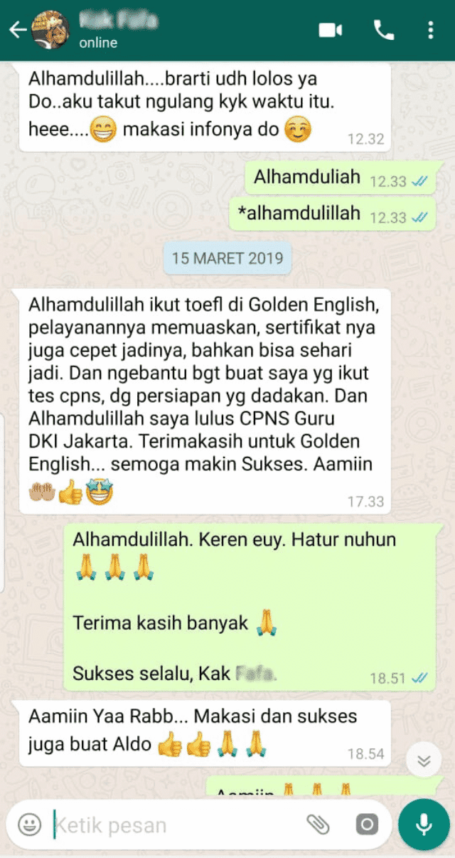 Testimoni Tes TOEFL 2