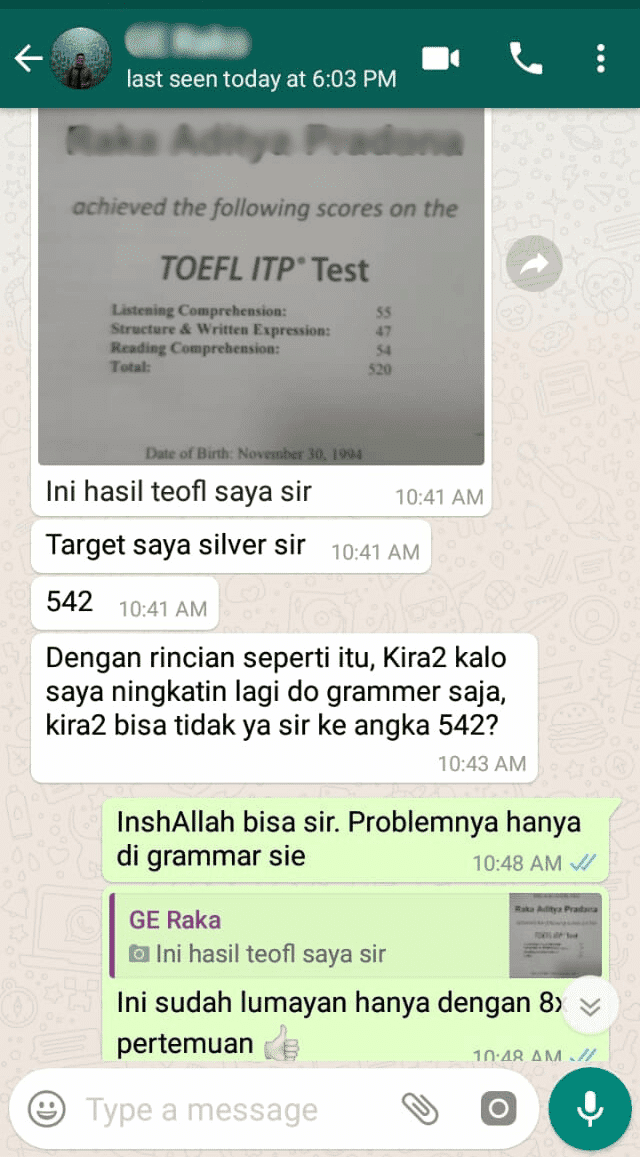 Testimoni Tes TOEFL 3