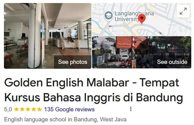 Google Review Golden English Malabar Bandung
