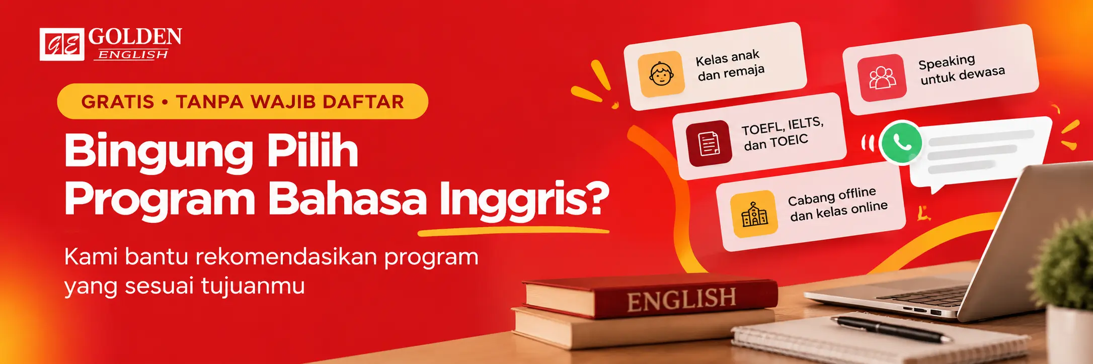 Rekomendasi program Bahasa Inggris Golden English